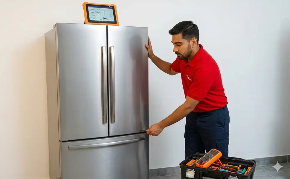 Refrigerator Repair Dubai — Certified Mr Appliance Technician Servicing Fridge at Home
