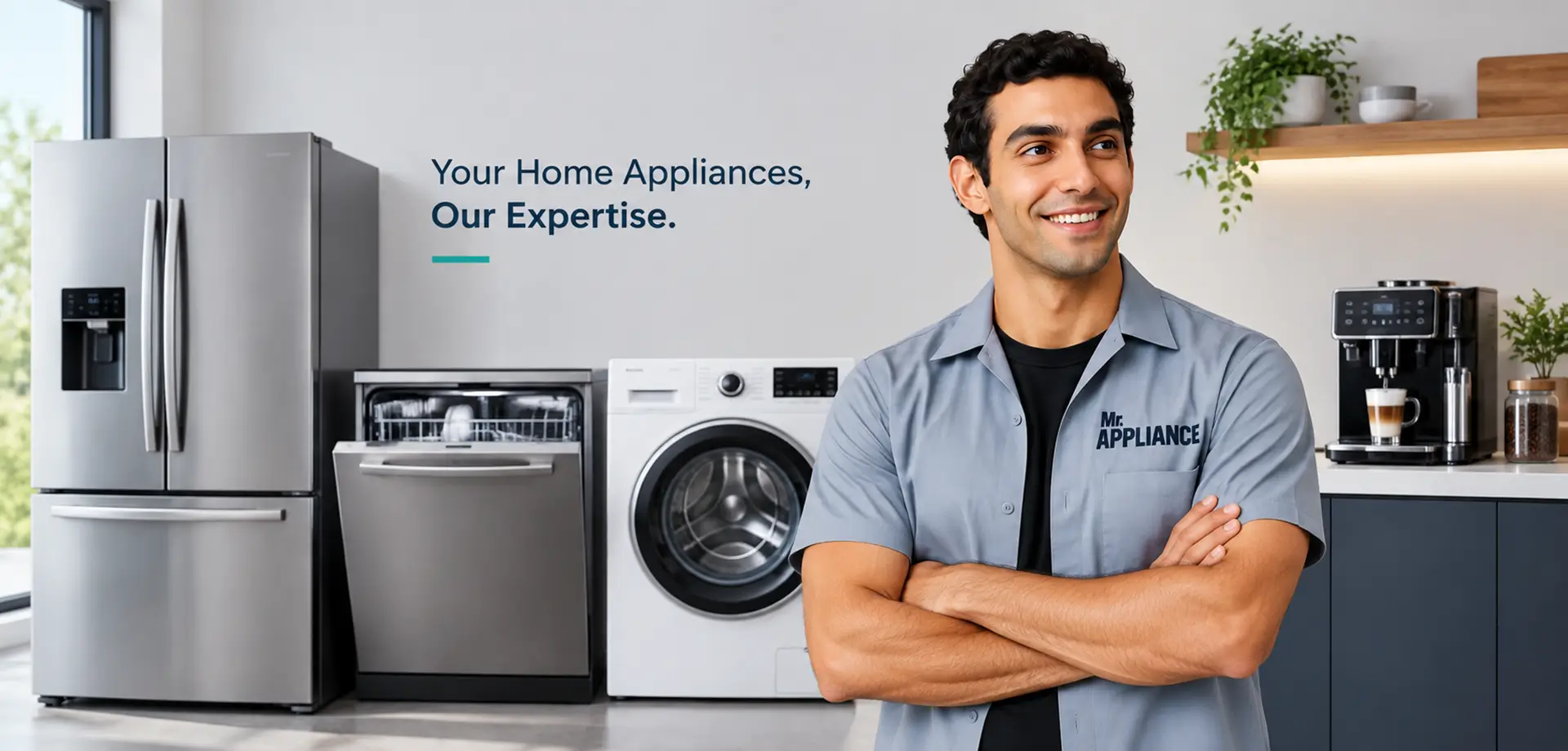 Mr. Appliance technician ready to carry out a home appliance repair in Dubai